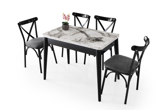 Hanah Home Dolunay - 1281 Mesa de comedor extensible mármol blanco Hanah Home Dolunay - 1281 Mesa de comedor extensible mármol blanco